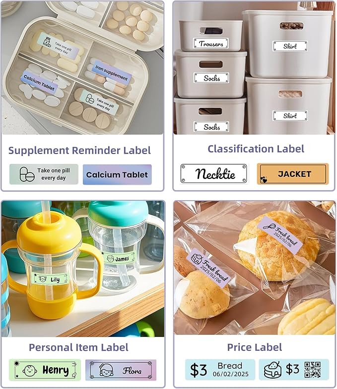 ORGSTA Label Maker Machine with Tape Bluetooth Portable Thermal Labelling Printer for School Home Office Organization, Wireless Mini Labeler S001 Label Machine with Label Sticker Maker, White