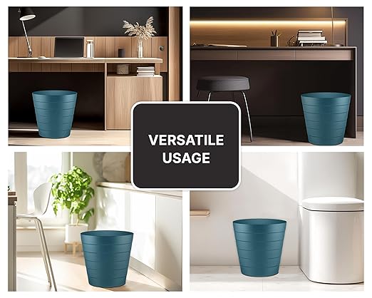Small Trash Can (1.3 Gallons), Dorm Trash Can, Heavy Duty Dust Bin, Mini Garbage Can for Bedroom (Pack Of 3), Plastic Wastebasket, Bathroom Wastebasket (Blue) Round paper Trashcan, Office Trash Bin