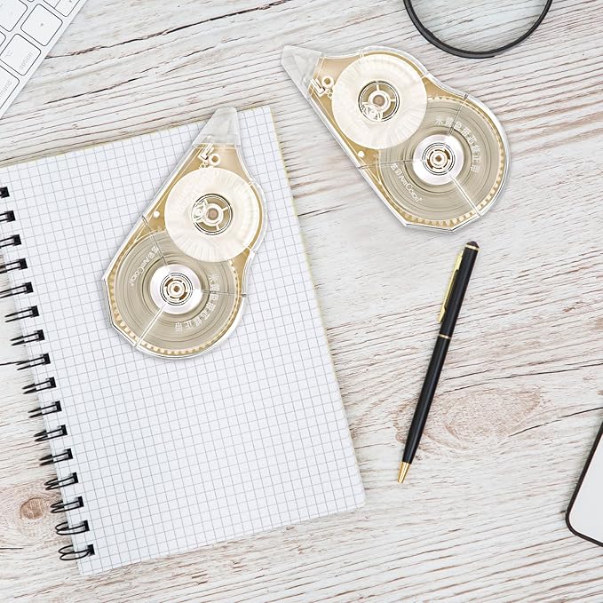 Zonon Correction Tape Cream Color Beige Corrective Tape Eraser 100 Feet Long for School Office Supplies Crafting, Note Taking, Journal, Case Color May Vary(2 Pieces)