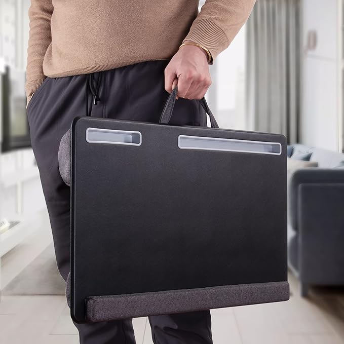 Extra Large Lap Laptop Desk - Full PU Material Mouse Pad Gaming Tray - Portable LapDesk with Phone Holder & Wrist Rest for Notebook, MacBook, Tablet, Bed, Sofa(Black, Fit Up 17.3-in Laptops)