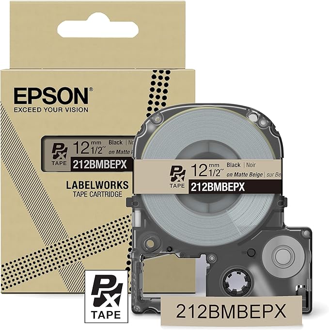 LABELWORKS Epson LW-C610PXADPT Fall Bundle - Label Maker, Adapter, & Black on Orange and Black on Beige PET Tape