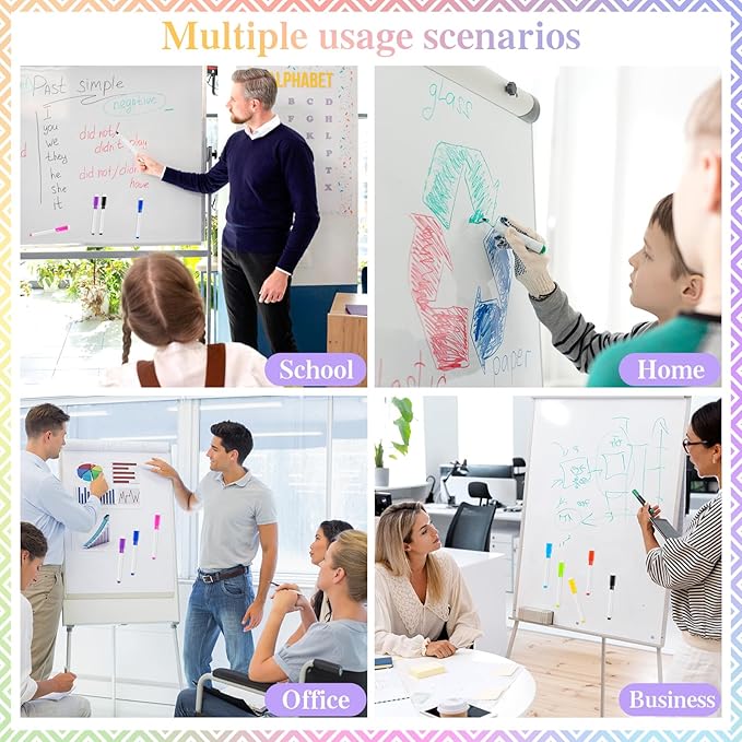 102 Pcs Magnetic Dry Erase Markers, Dry Erase Markers Fine Tip with Eraser Cap, White Board Markers Dry Erase for Whiteboard, Dry-Erase Boards, School, Office and Home (8 Colors)