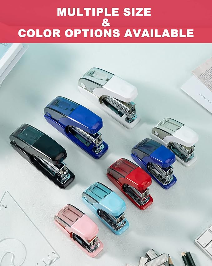 PAPERPAL Effortless Standard Stapler Set, 20 Sheet Capacity, Half Strip with Built-in Staples Storage, Includes 1000 pcs 1/4β Staples & A Staple Remover, for Office, School & Personal Use, Dark Blue