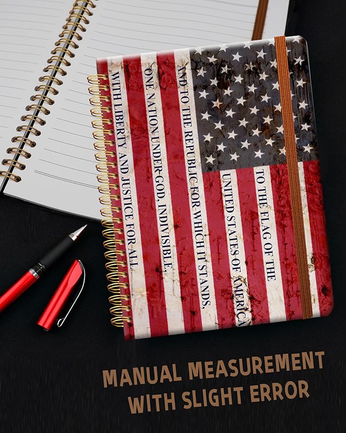 Ruled Spiral Writing Notebook,A5 Hardcover Lined College Journal for Women Lady Girl,Strong Twin-Wire Binding with Premium Paper,8.4" X 6",Perfect for School,Office,Home Gifts(pledge of allegiance