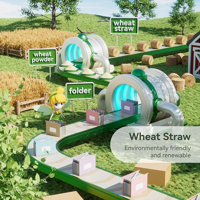 Wheat Straw Expanding Hanging File Folders, 3 Color File Organizer, 1.2" Accordion Pockets, Large Capacity, Letter Size for Filing Cabinet, 100% BPA Free, Return to Nature, Healthy Living-6