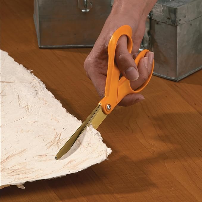 Fiskars Titanium Shop Shears, Stainless Steel Precision-ground Scissors for All Purposes, Yard and Garden Tool, 9 in, Orange