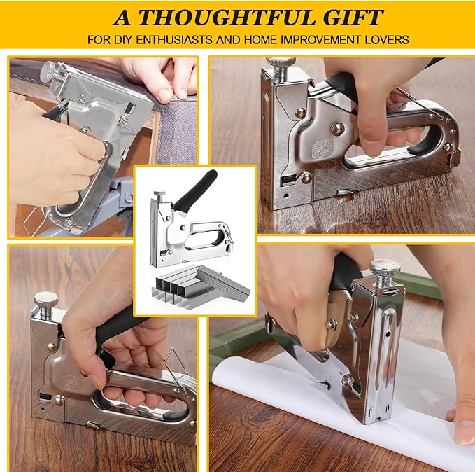 Faccito 6000 Pcs Staple Gun Kit Heavy Duty Manual Stapler Includes 1/4", 3/8", 1/2" Staples for Upholstery Professional Household Projects