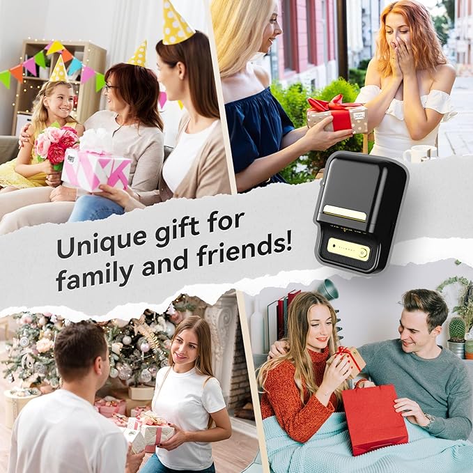NIIMBOT B21 Label Maker Machine with Tape 2Inch Portable Sticker Printer Thermal Labeler for Jar Price Address Label for Business Home Office Organization, Black