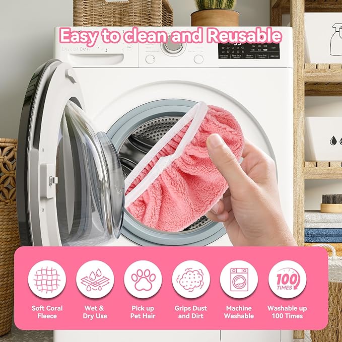 4Pcs Reusable Microfiber Mop Pads Compatible with Swiffer Sweeper,Replacement Wet Mopping pad Refills & Washable Dry Sweeping Cloths for Surface/Hardwood Floor Cleaning(Pink)
