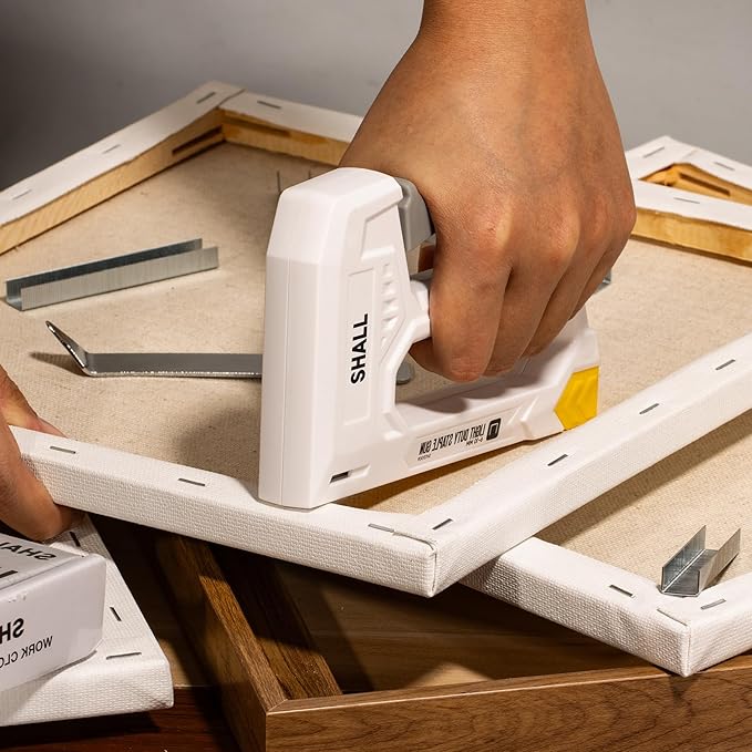 SHALL Light Duty Staple Gun for Wood - White Upholstery Staple Gun with 1600pcs JT21 Staples 1/4, 5/16, 3/8 inch and Staple Remover - Fabric Stapler Gun for Crafts, DIY, Decoration