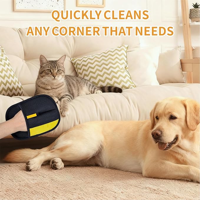XIDEAEO Pet Hair Removal Glove for Dogs & Cats, Upgraded Reusable Electrostatic Pet Hair Gloves, Pet Hair Remover Tool for Clothing, Couch, Carpet,Pet Beds, Car Seat, Convenience for Busy Pet Owners