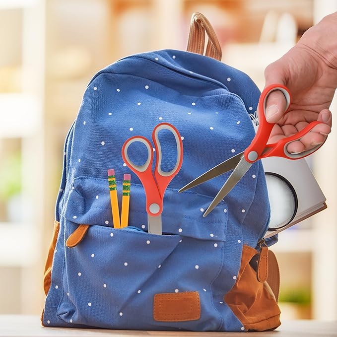 Westcott 55846 7-Inch School Scissors, All-Purpose Heavy-Duty Scissors for Crafting, Back to School, Classroom Supplies,Red/Gray, 2 Pack