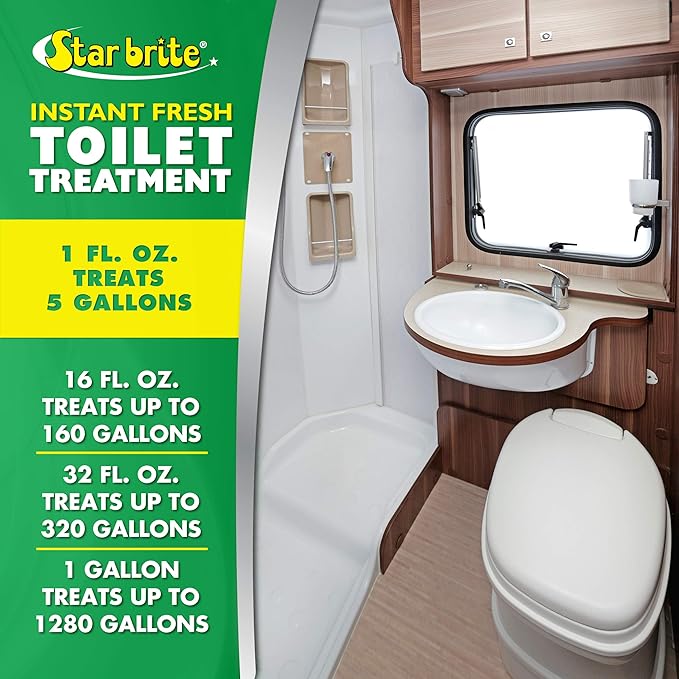 STAR BRITE Instant Fresh Toilet Treatment - Pine Scent, Odor & Waste Control, 32 OZ (071734)