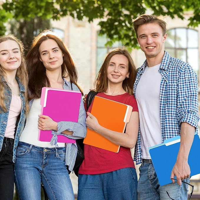 SUNEE File Folders, 150 Pack Manilla Folders 8.5 x 11, Colored File Folders Home Office School Supplies for Documents Files Paper, 5 Assorted Colors