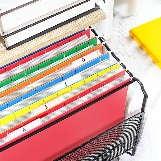 SUNEE Hanging File Folders Assorted Colors, 25 Pack File Folders Letter Size with 1/5-cut Tabs, Stay Organized for Your Home and Office Bulk File and Documents