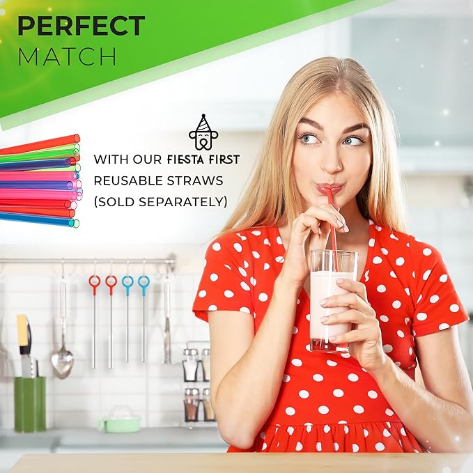 Buenalife Heavy Duty Cleaning Brushes Set of 8 - Extra Long Straw Cleaners for Metal and Plastic Reusable Drinking Straws, to Clean Small Spaces, Sippy Cups, Water Bottles - Sturdy Hard Brush Bristles