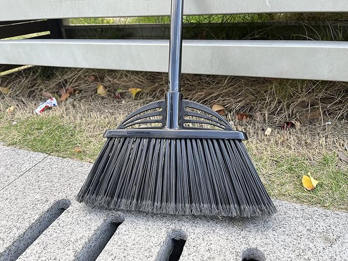 Xifando Four-Section Rod Long-Handled Broom,Heavy-Duty Broom, Angle Broom for Outdoor/Indoor(Black+Yellow)