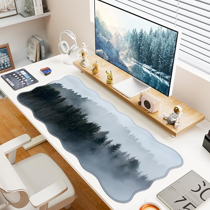 Gaming Mouse Pad, Large Mouse Pad XXL 35.4×15.7in, Extended Computer Keyboard Mouse Mat Desk Pad for Laptop with Stitched Edges, Waterproof Mousepad for Gamer Home&Office Women