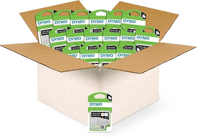 DYMO D1 Labels, 1/2-Inch x 23-Foot Roll, Black Print on White, Self-Adhesive, for LabelManager Label Makers (Pack of 16, 32 Count Total)