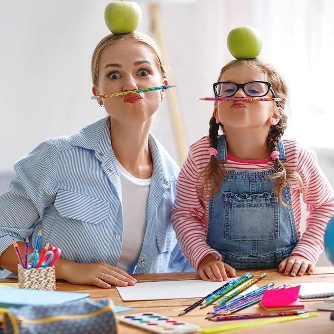 Chinco 300 Pieces Wooden Pencil with Eraser for Kids Assortment Colorful Fun Pencils Bulk with Eraser Kids Novelty Back to School Supplies for Classroom, Student Reward, Stationery Party Favors