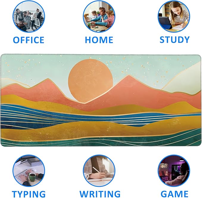 Abstract Art Mountains Extended Large Mouse Pad,Large Gaming Mouse Pad,Extended Big Desk Mat Keyboard Pad,Waterproof Non-Slip Desk Mat for Home Office and Gaming 35.4x15.7 Inch