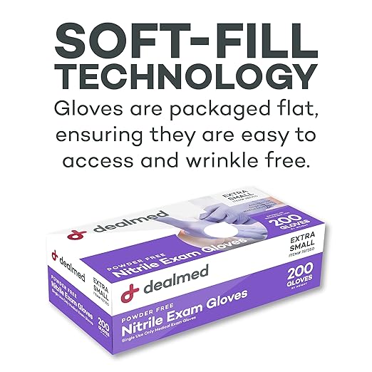 Dealmed Medical Exam Gloves – 200 Count XS Nitrile Gloves, Disposable Non-Irritating Latex Free, Multi-Purpose Use for a First Aid Kit and Medical Facilities