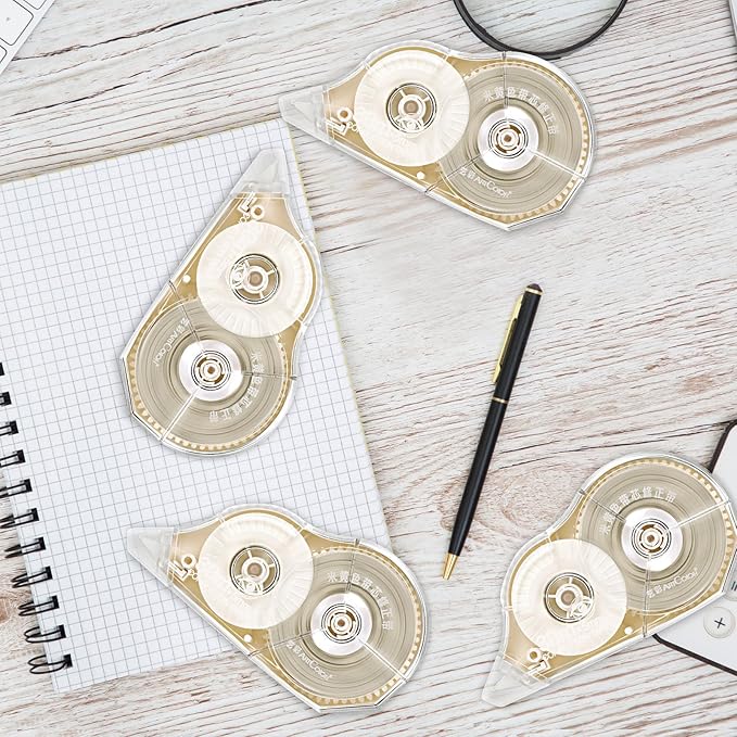 Zonon Correction Tape Cream Color Beige Corrective Tape Eraser 100 Feet Long for School Office Supplies Crafting, Note Taking, Journal, Case Color May Vary (4 Pieces)