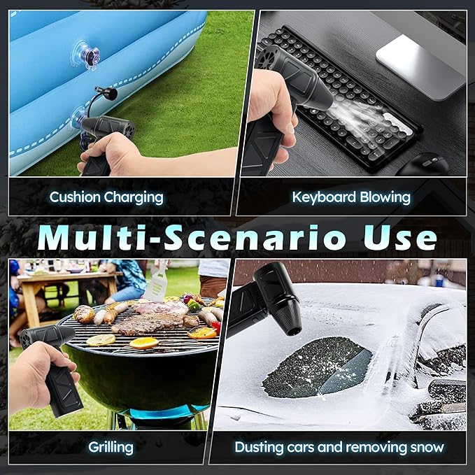 Kitravoxx Compressed Air Duster, 150000RPM Cordless Air Duster 5-Gear Adjustable Electric Air Duster, Rechargeable Brushless Motor Air Blower for Keyboard, PC, Car, Outdoor and Home Cleaning