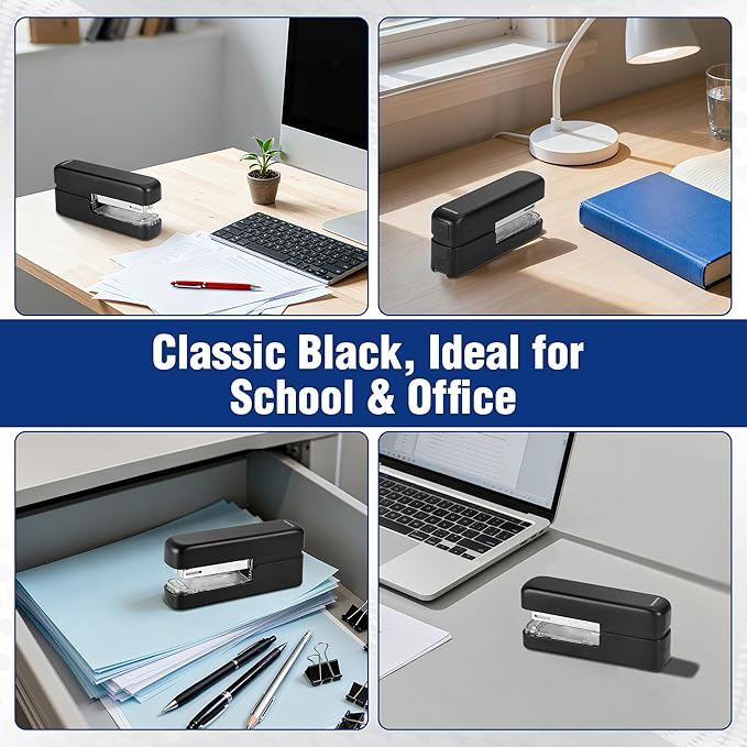 WORKPRO 2-in-1 Stapler with Staples & Staple Remover, 40 Sheet Capacity, Flat Clinch Design, Storage Space, Includes 2000 Standard Staples - Non-Slip Office Stapler for Desk, Classroom, Black