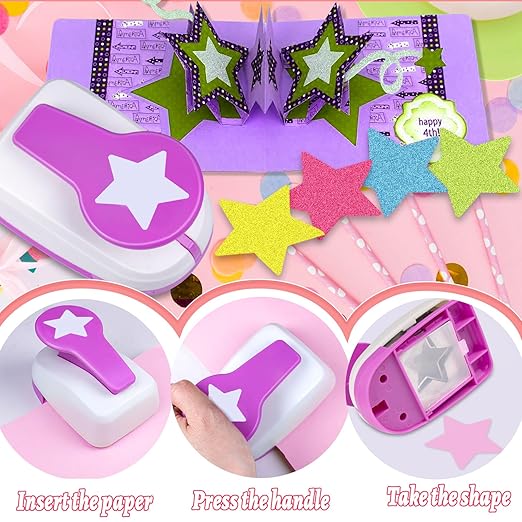 Star Hole Punch 2 inch, Star Paper Punch, Stars Shaped Hole Punch, Scrapbooking Punches, Stars Hole Puncher for Crafts, StarPunch Lever Paper Punch, Craft Punches for Scrapbooking, Card Making
