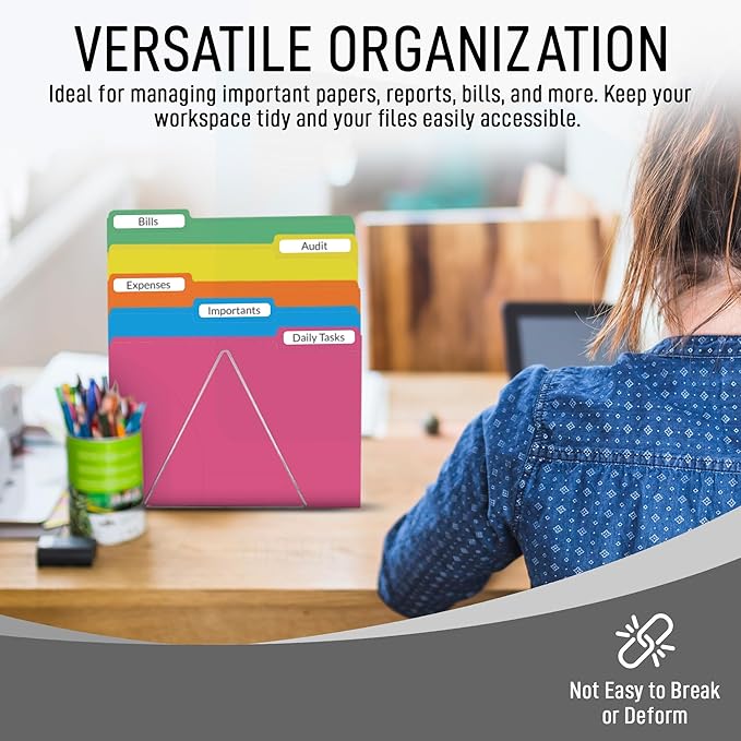 Grey File Folders, 1/3-Cut Tabs, Letter Size, 12-Pack – Durable Office Filing Folders for Documents, Papers, and Organization