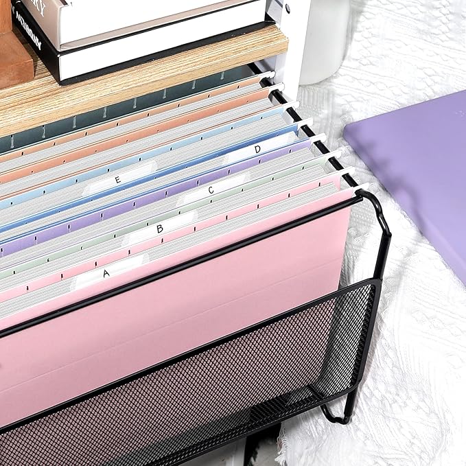 SUNEE Hanging File Folders, 50 Pack Letter Size Hanging File Folders with 1/5-cut Tabs, Stay Organized for Your Home and Office Bulk File, Documents and Paper, 10 Pastel Colors