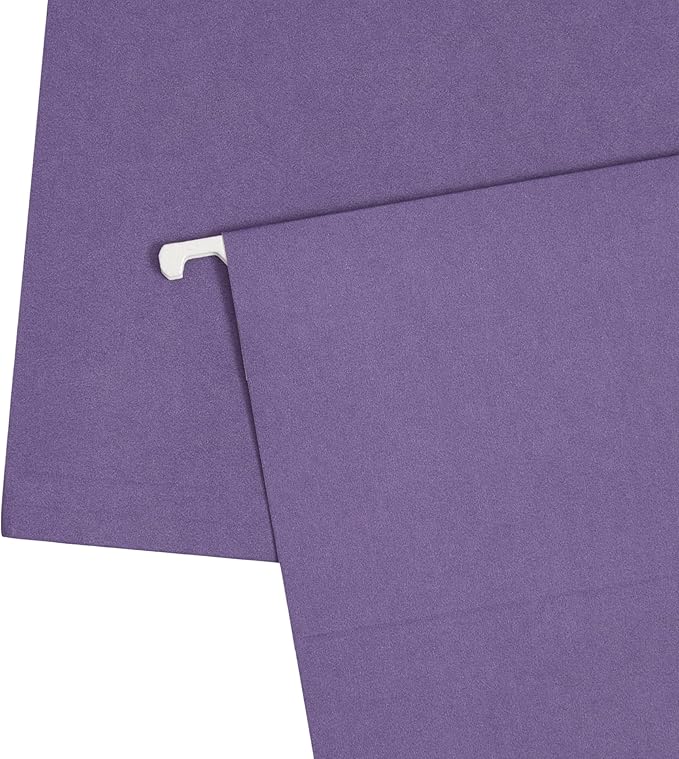 25 Blue Summit Supplies Legal Size Hanging File Folders, Purple Hanging File Folders, Durable 11pt Paper with Plastic Tabs and Inserts Included, 25 Pack