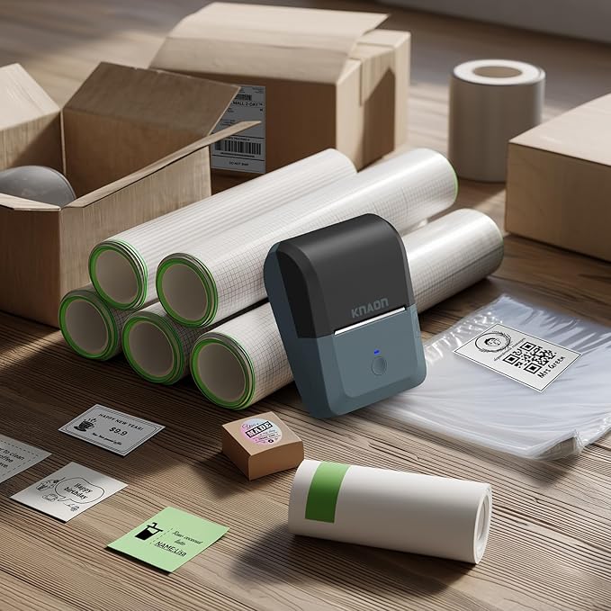 Bluetooth Label Maker Machine with Tape, Y50P Portable Thermal Sticker Maker for Home Office, Small Bussiness & School – Logo Stickers Printer – Includes 230 Labels, Black