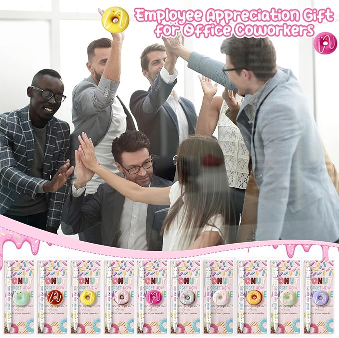 30 Sets Donuts Gifts Bulk Christmas Prizes Donuts Party Favors Inspirational Mechanical Pencil Stress Ball and Awesome Cards Christmas Office Staff Gifts for Employee Coworkers Team Group