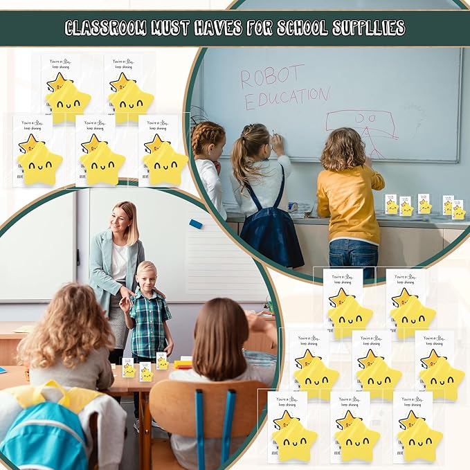 Lincia 36 Sets Smile Face Magnetic Dry Erase Whiteboard Erasers with Motivational Cards and Bags Gifts Bulk for Classroom Prize Teachers