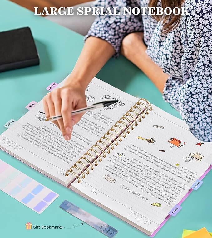 Spiral Notebook Journal,360 Pages College Ruled Notebooks,Lined Thick Journals for Women Men, A5 Thick Spiral Journal for Writing,100GSM Paper, Spiral Notebooks for Work School 5.5"x8.5" Purple