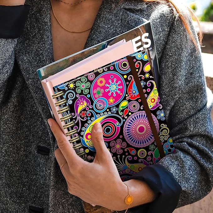 Spiral Journal Notebook,Strong TwinWire Binding with Premium Paper for Girl Women,Cool Funny 120 Pages,100gsm A5 College Ruled NotebookJournal,Perfect for Gifts Nurse Teacher Women(Colorful Flower)