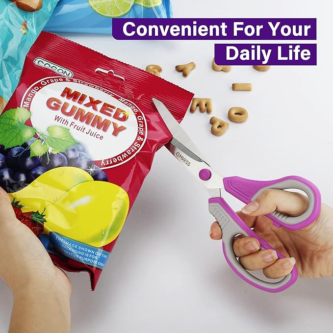 QMVESS 8.5" Scissors All Purpose 3 Pack, Ultra Sharp 2.5mm Thick Blade Scissors for Office, Professional Ergonomic Comfort Grip for Office School Home Fabric Sewing DIY Craft Cutting General Use