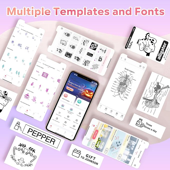 Phomemo Mini Printer Sticker Maker - Mini Sticker Printer P2S, Print Pod Pocket Machine Bluetooth Thermal Label Maker for Study Notes, Photos, List, Memo, Gift, Receipt, 3 Rolls Paper, Pink