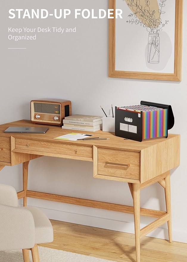 ABC life 26 Pockets Accordion File Organizer/Expanding File Folder A4 Letter Size Expandable Filling Box/Plastic Accordian Document Paper Coupon Bill Receipt Organiser, A-Z Alphabetical Colored Tabs