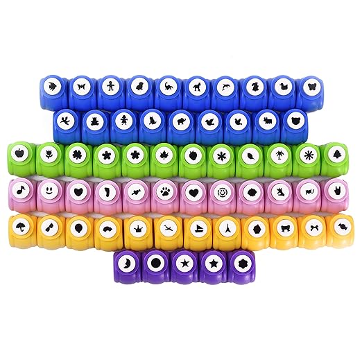 Shape Paper Punch Set | School Scrapbooking Paper Punchers for Arts and Crafts | Hole Punch Shapes That Kids and Adults Adore | Premium Crafting Supplies Kit includes 60 Paper Puncher Shapes (60 Pcs)
