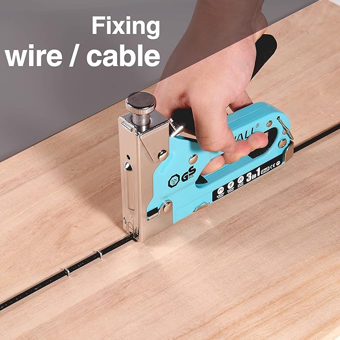 SHALL Staple Gun Heavy Duty, 3-in-1 Upholstery Staple Gun Kit with 3000 Staples, Staple Remover, Manual Brad Nailer with Specific Staples Outlet Position Indicator