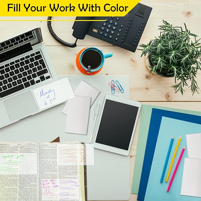 3x5 Inch Transparent Sticky Notes, 200 Sheets Large Translucent Self-Adhesive Clear See Through Post Sticky Notes for Office Woman School Classroom Teacher College Supplies Tabs 4 Pads White