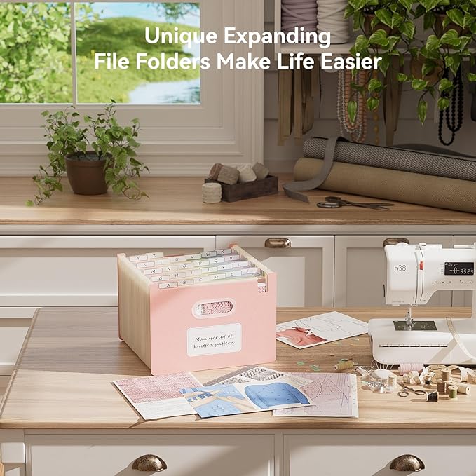 Accordion File Organizer, 26 Pockets Wheat Straw Expanding File Folders, Upright&Open Top, A-Z Bill Receipt Organizer, 100% BPA Free, Return to Nature, Healthy Living, Letter/A4 Size-Strawberry Pink