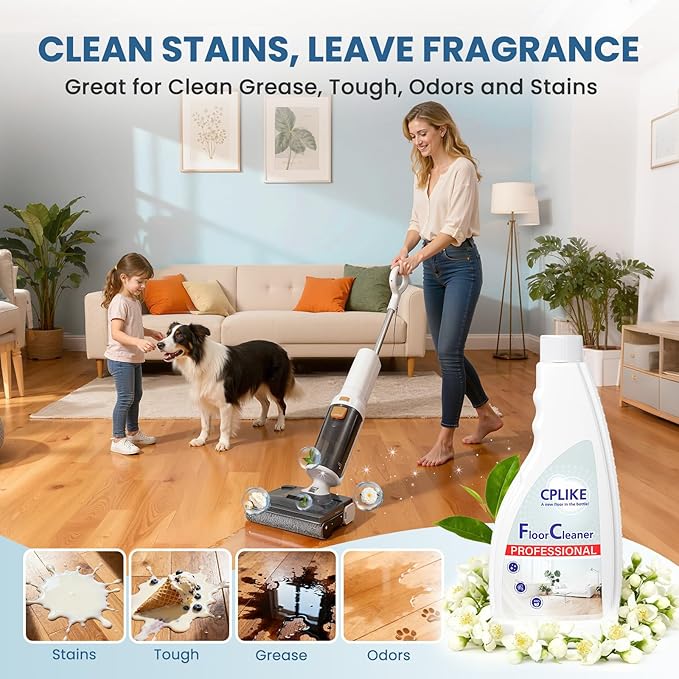 CPLIKE Floor Cleaning Solution for Mops, Compatible with Roborock (Qrevo/Q7/Q10/Saros 10R) and Other Brand Robot Vacuum and Mop Cleaner, Tea Tree Scent, 16.23 fl oz, Pack of 2