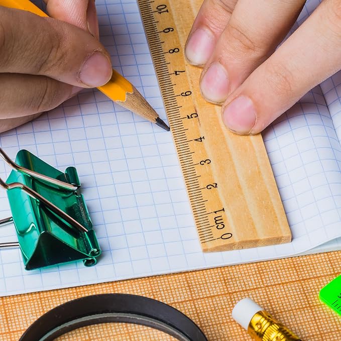 Fulmoon 12 Pieces Wood Double Sided Meter Stick Yard Stick Thick Wooden Ruler Yardsticks Bulk for School Classroom Home Office Kids Measuring Meterstick(39", 12", 24", 6")