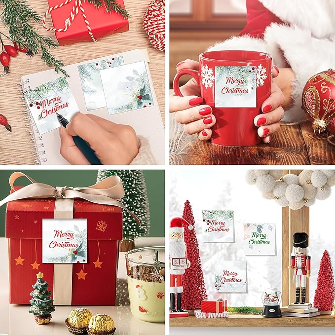 9 PCS Christmas Sticky Note Set - Cute Self Adhesive Memo Notepads for Xmas Winter Holiday Party School Work Study Supplies Kids Gifts, 450 Sheets
