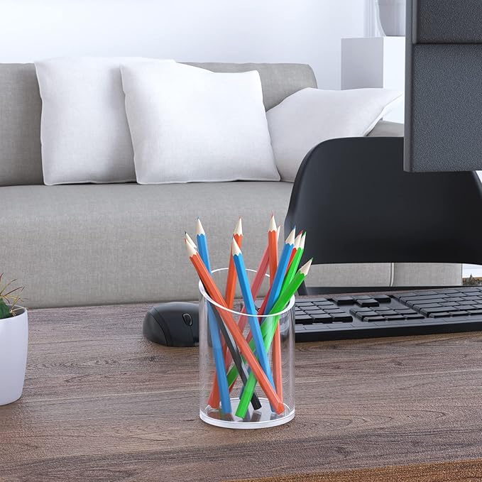 Pen Holder for Desk Organizer, Acrylic Makeup Brush Organizer Sanitizer Holder Pen and Pencil Holder for Office, Home, School, Clear
