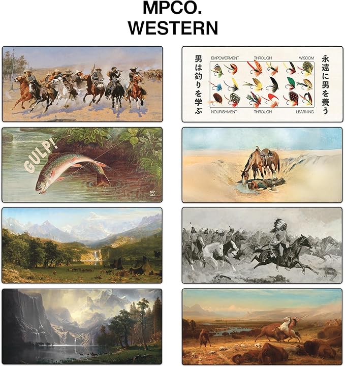 MPCO. Western Large Gaming Desk Pad - 36" x 17" Aeroglyde Fabric Dash Desk Mats - Non-Slip, Washable, Smooth Glide for Precision Gaming & Work